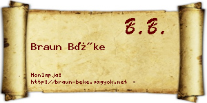 Braun Béke névjegykártya